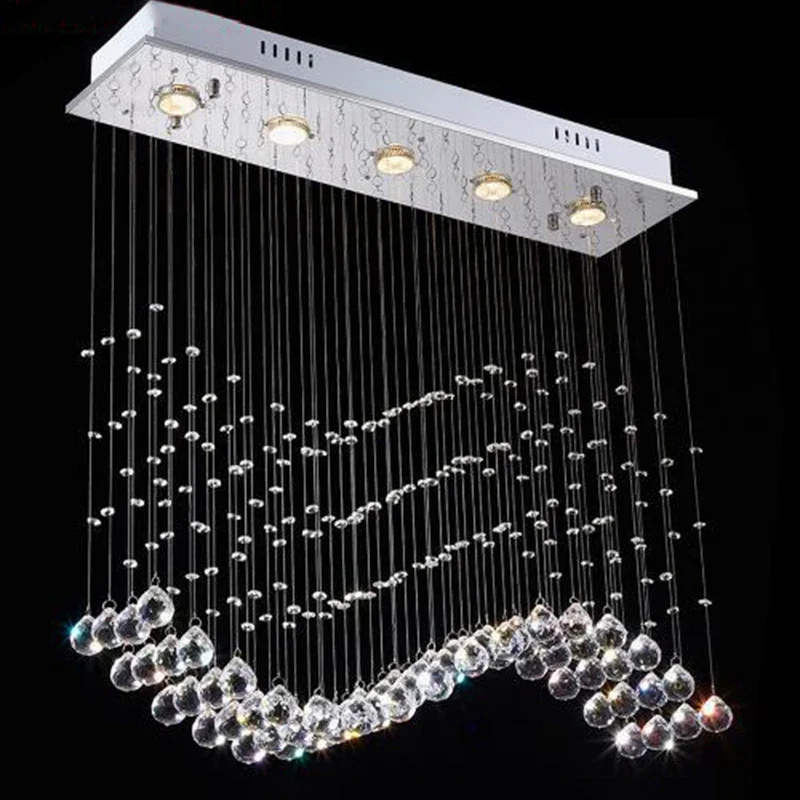Luxury Led Crystal Pendant Lights Modern Pendant Light Crystal Pendant Rectangle Hanging Lamps Home Indoor Lamps Shopping Store