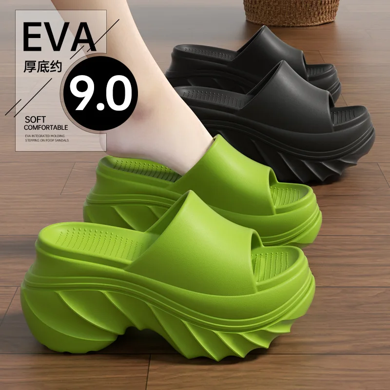 

New Fashionable 9CM Cool Slippers for Women in Summer, with a Thick Bottom and Anti Slip, Suitable for Wearing Outside