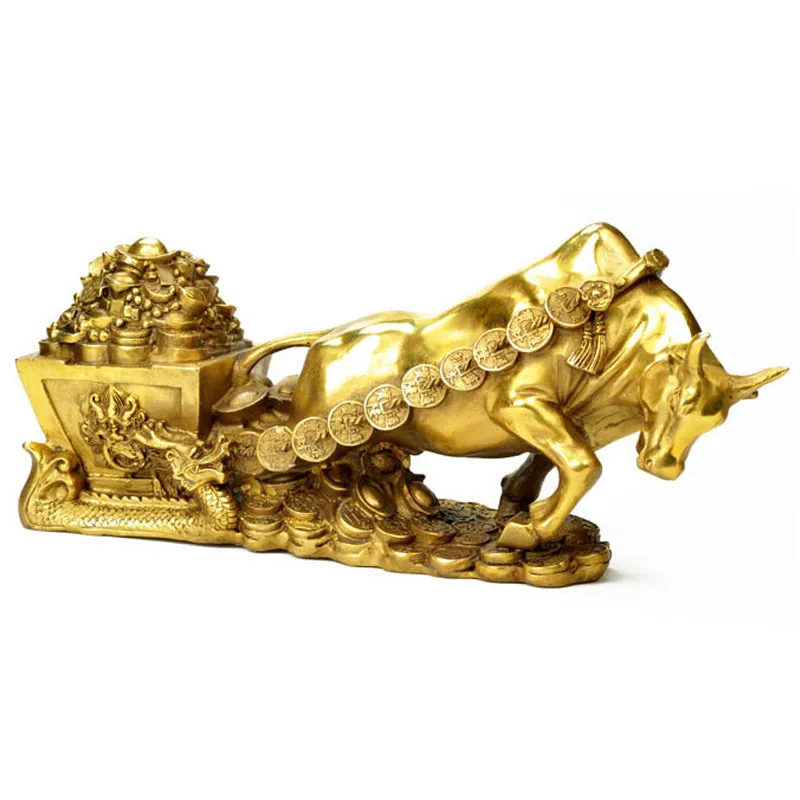 ornaments, pulling cart crafts, brass cow from the twelve zodiac signs