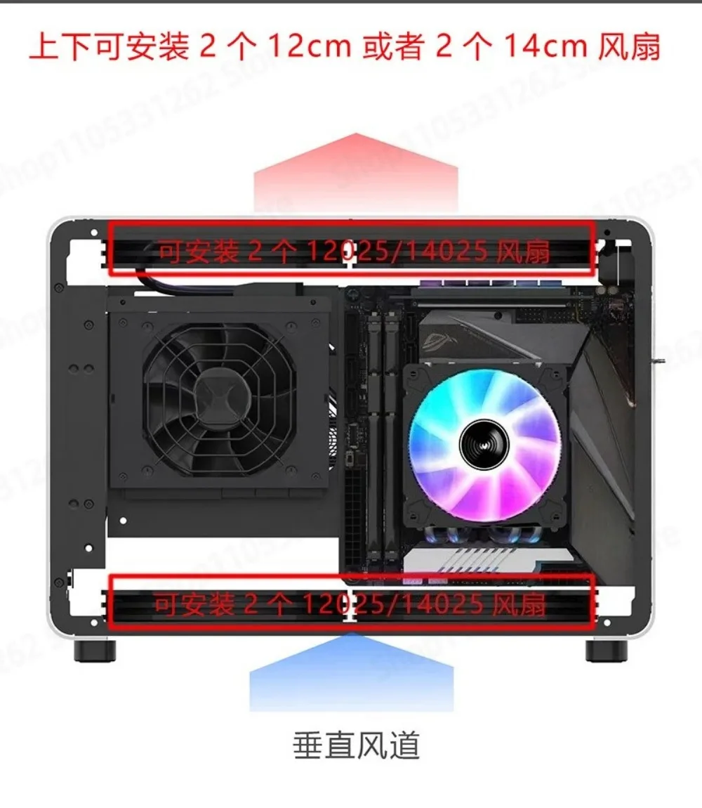 G1 Pro Aluminum ITX Case A4 Style 240mm AIO Water Cooling Transparent Side Panel SFX Power