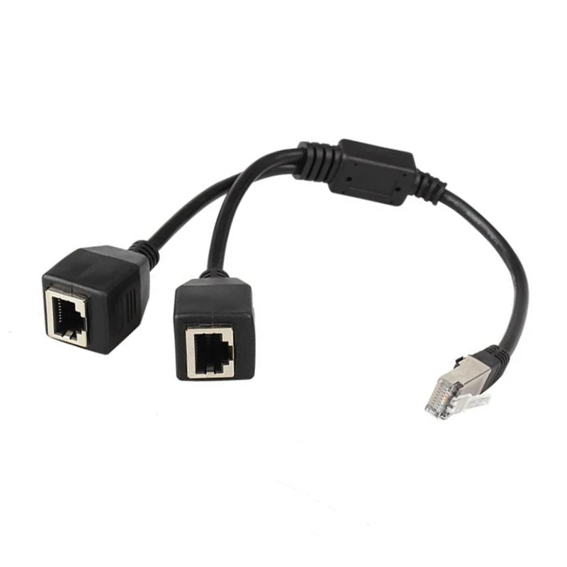 Kabel rozdzielający Ethernet RJ45, kabel połączeniowy Ethernet 1 męski na 2 żeńskie, odpowiedni adapter gniazda Ethernet Cat5, Cat6 LAN