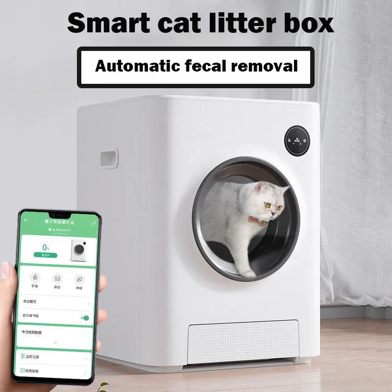 

Self Cleaning Cat Litter Box Large Smart Automatic Toilet Cats Sandbox Closed Cat Litter Connect WiFi Pet Stuff Accessories