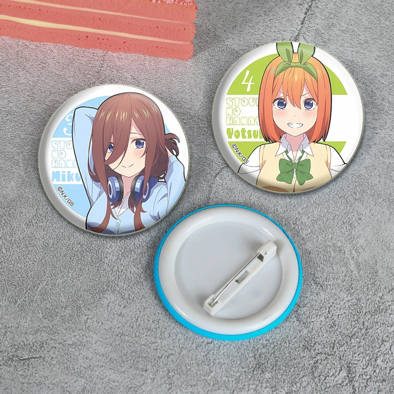 32/44/58MM Comics The Quintessential Quintuplets Cartoon Figure Brooch Badge Snap-in Pins Brooches Decorative Clothes Hats