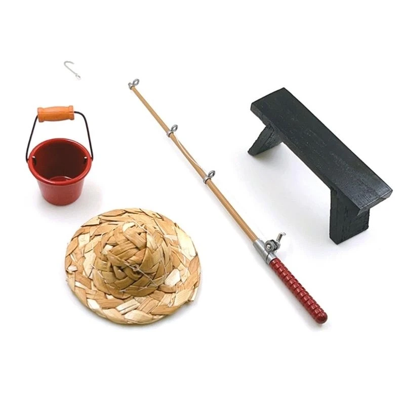 Рыболовное снаряжение для ролевых игр, масштабная модель 1/12, аксессуары, пластиковый стержень, стул-ведро, безопасное для 15UB