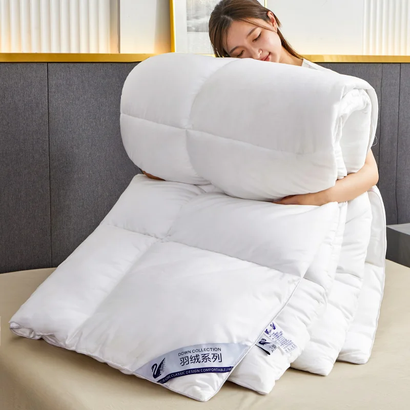 Fluffy White Comforter Filling By Goose Down Similar Fiber Duvet Lightweight Quilt Code For Home Hotel Dormitory Thick Blanket