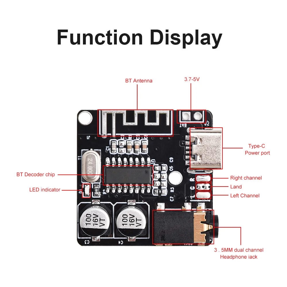 5pcs VHM-314 Audio Receiver Board Bluetooth-compatible 4.1 5.0 mp3 lossless Decoder Board Wireless Stereo Music Module