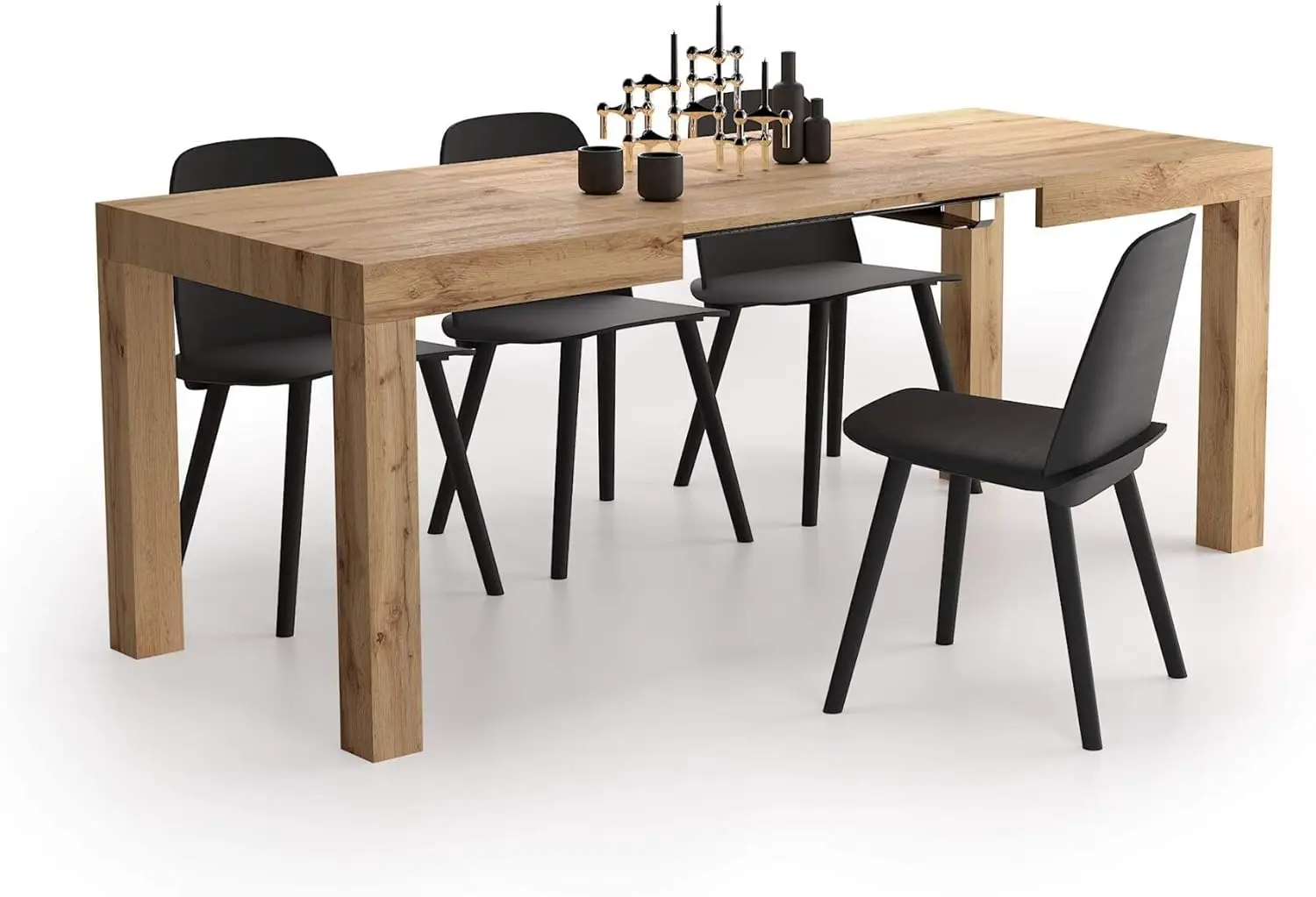 First Extendable Table,Rustic Oak, for 6-8 People, Expandable Dining Table for Kitchen, Living Room, Italian Furniture