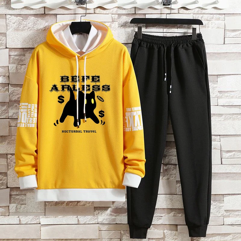 Summer Autumn Suits Hoodies Set Pants Pullover Hat Casual Clothing for Men Hood Print Sweaterhoodie Men New Top