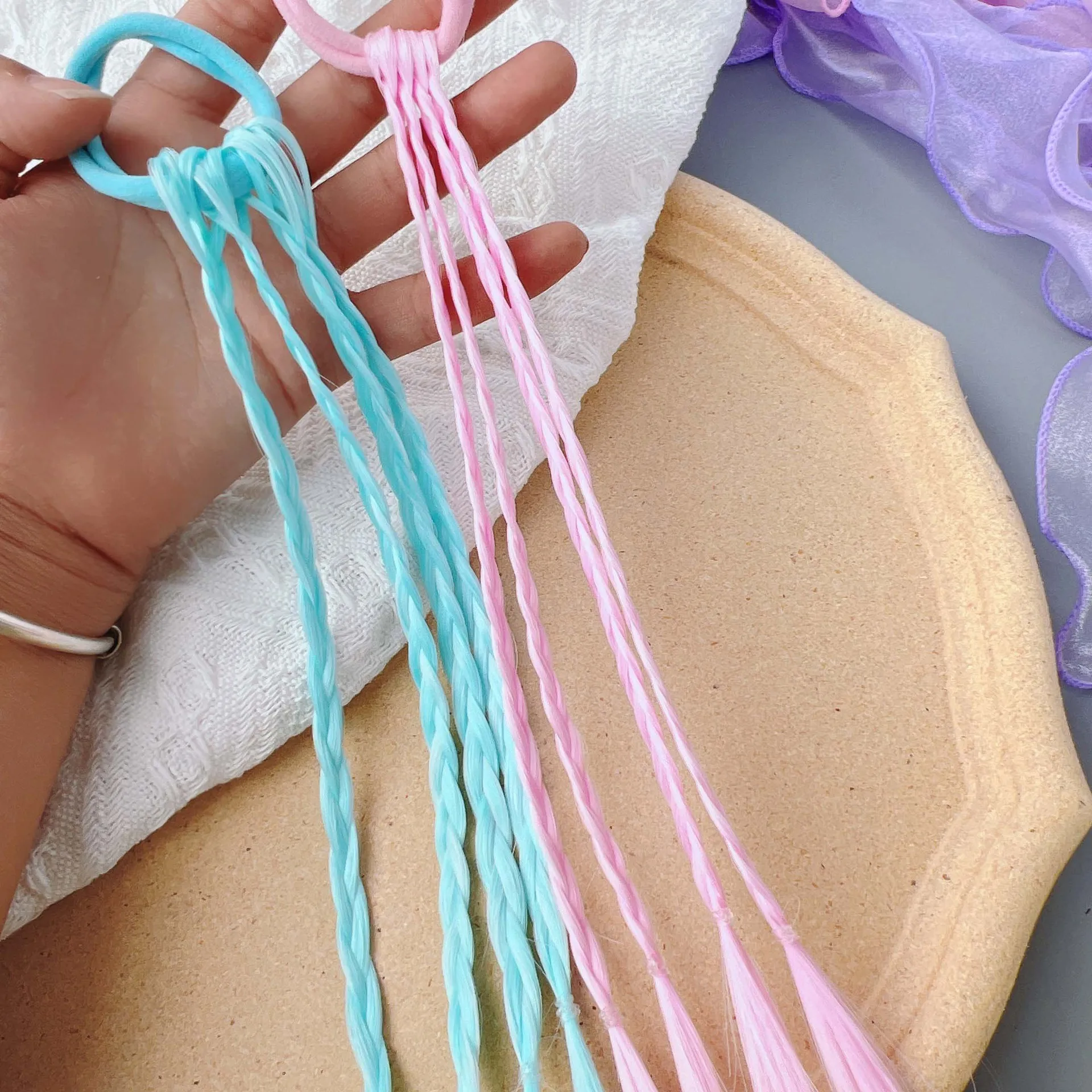 Girls Colorful Wigs Ponytail Headbands Rubber Bands Beauty Headwear Head Band Kids Children Hair Accessories Hair Ornament