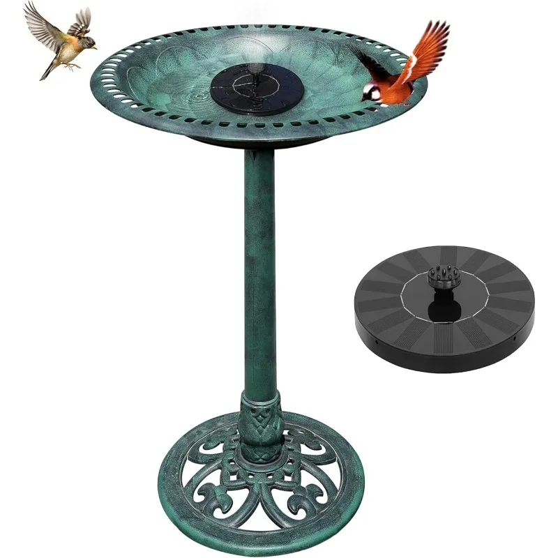 Bird Bath with Solar Fountain Set - Resin Bird Bath for Outdoors Garden Decor - Enhance Your Yard with Solar Fountain