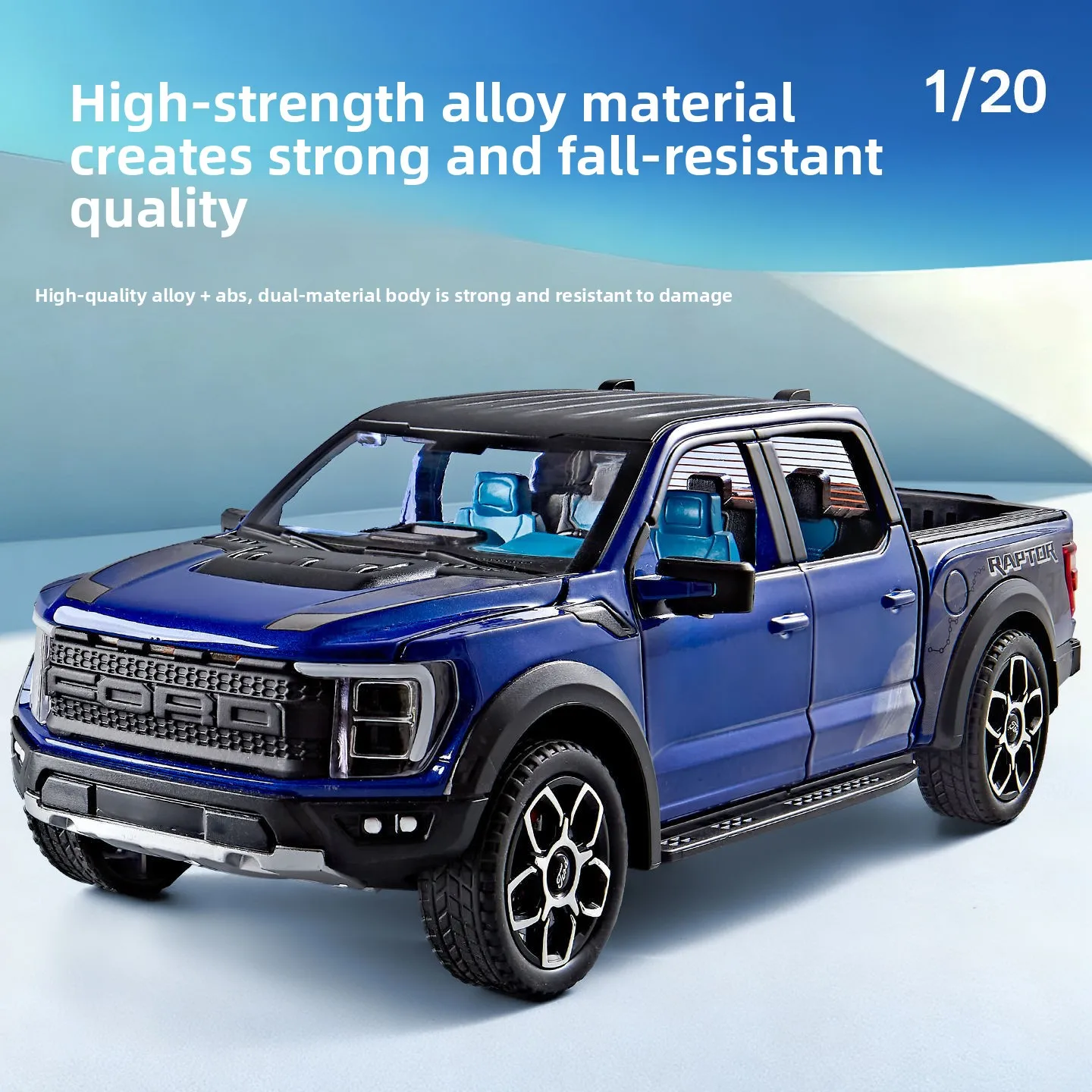 

1: 20 Ford Raptor F150 alloy regenerative sound and light car model children's high detail puzzle toy gift collection
