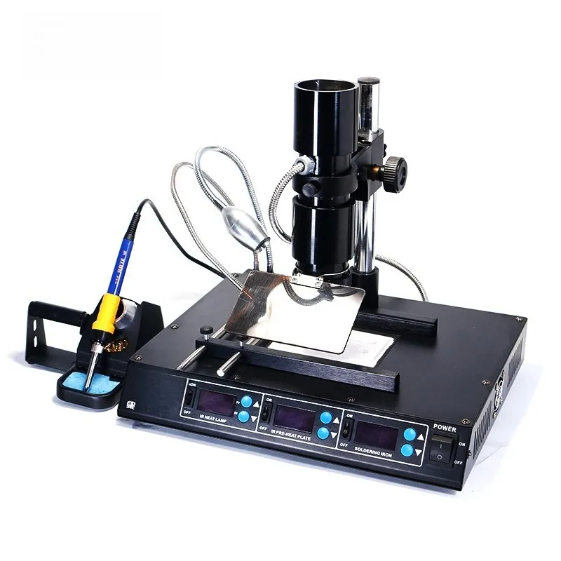 1000A 3 in 1 BGA Rework Station with 60W Soldering Iron Infrared Preheating Workbench Welding Tool Kits