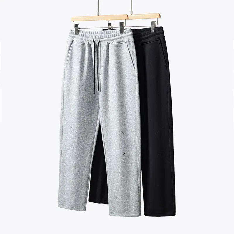 

Мужские спортивные брюки из плотного трикотажного хлопка, свободного прямого кроя, повседневные, городские, осенняя новинка