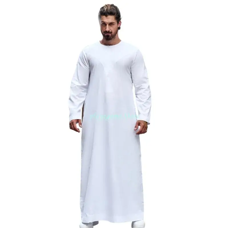 Y88A ملابس رجالي للحفلات الراقصة ثوب طويل مريح وقابل للتنفس من القماش الناعم لحفلات الزفاف وصلاة العيد مناسبة احترافية