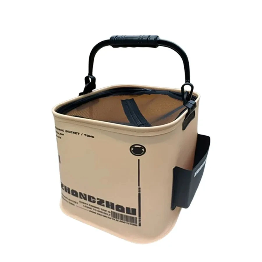 Outdoor Fishing Bucket Foldable and Portable Net Live Fish Bucket EVA with Rope Water Bucket for Wild Fishing Household Bucket image 5