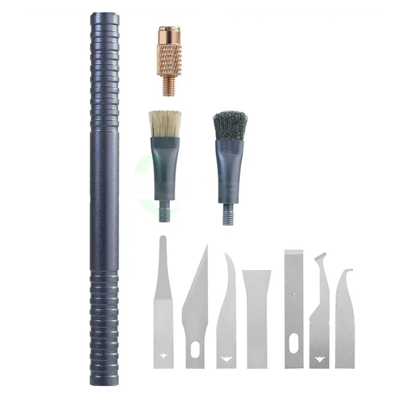ABKO-TE-157 Coltello per rimozione colla con spazzola in acciaio per scheda madre del telefono cellulare CPU IC Pad Strumento di riparazione per la pulizia dei chip
