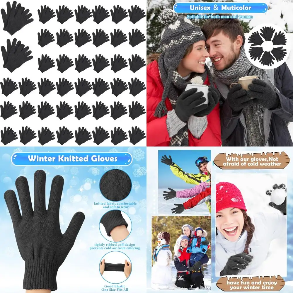 

Winter Bulk Knitted Stretchy Gloves - 100 Pairs Warm for Men & Women - Ideal for Homeless Charity Donations
