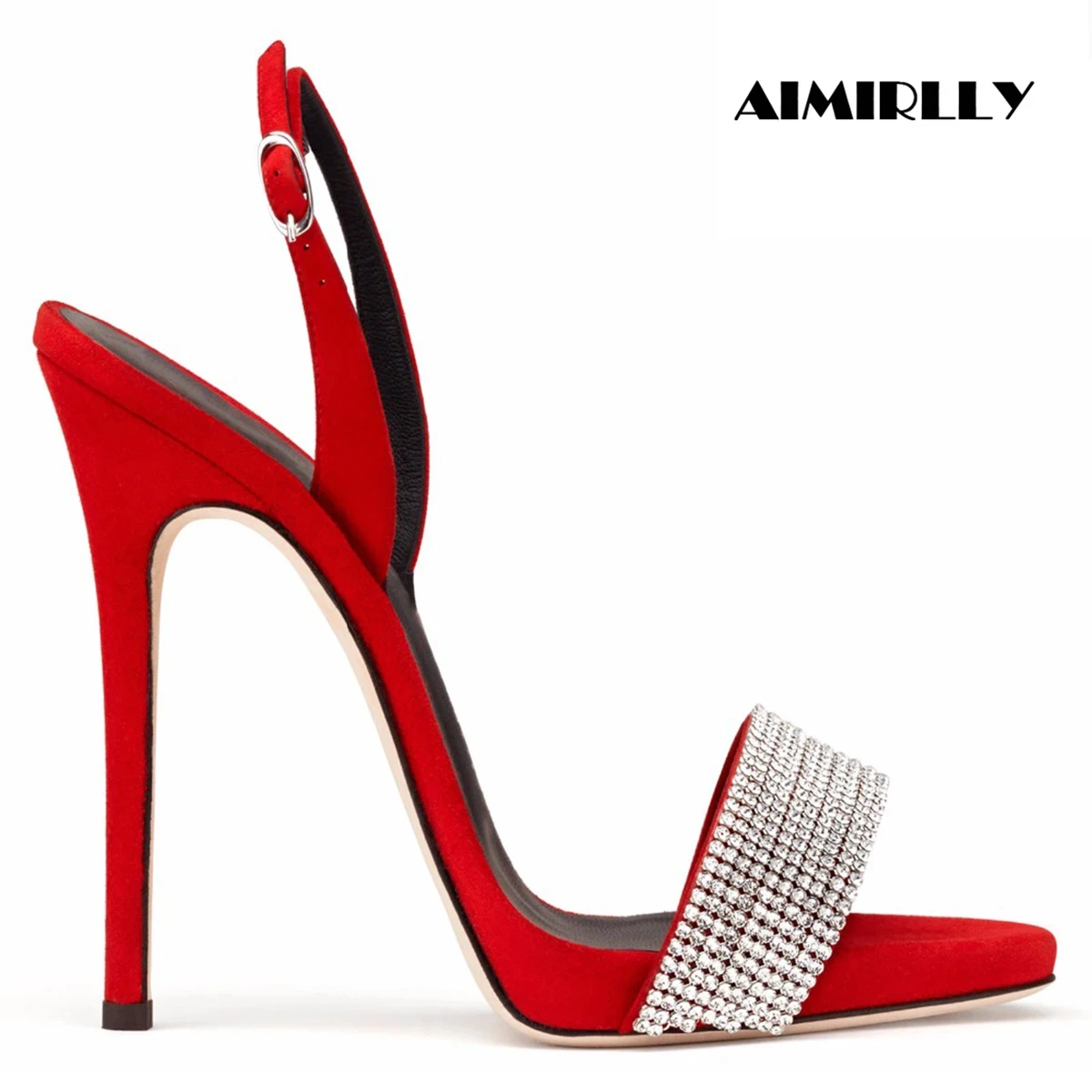 2024 modne damskie sandały z wystającym palcem wysokie obcasy buty szpilki Slingback damskie wesele obcas kryształowy pasek dostosowane