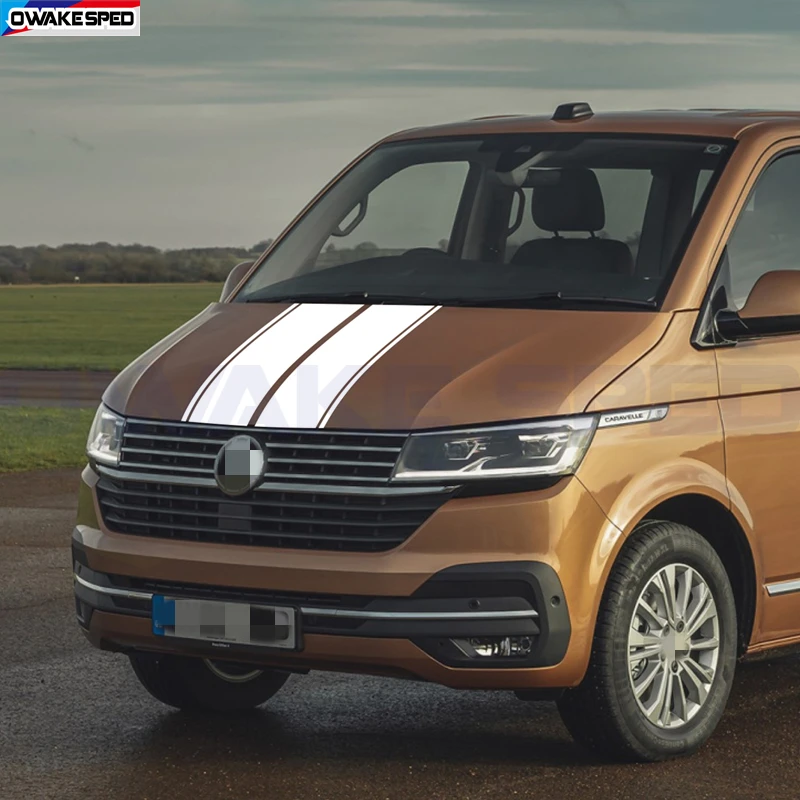 Pegatina para capó de coche Volkswagen Caravelle Transporter California Multivan T5T6, accesorios de carreras, rayas deportivas