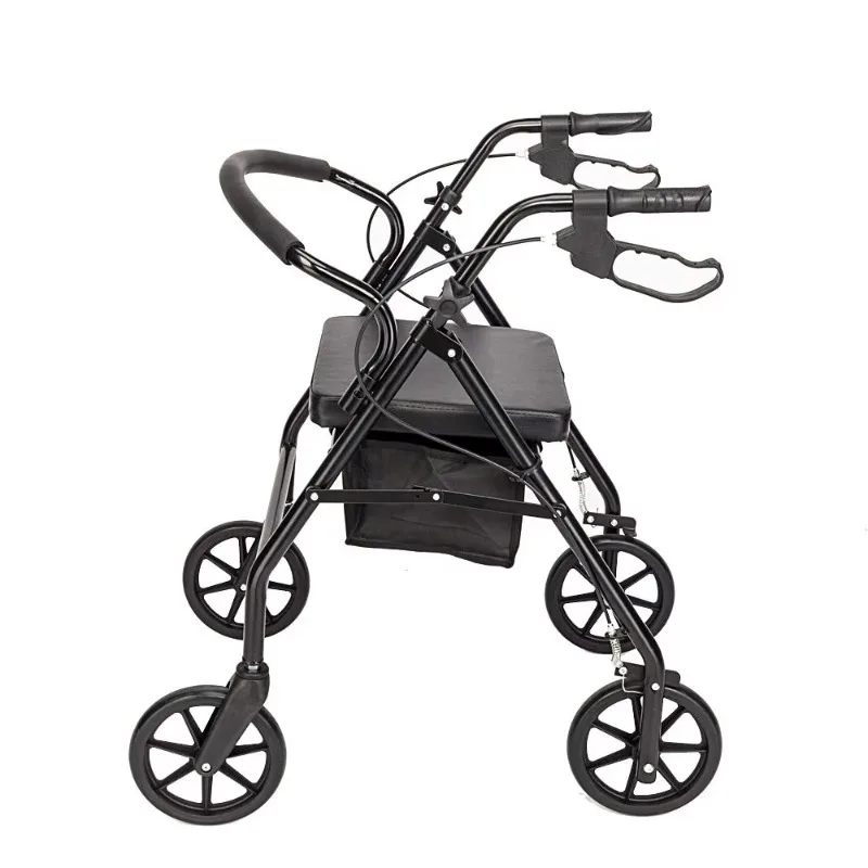 Black and red iron walkers with durable wheels for rehabilitation supplies