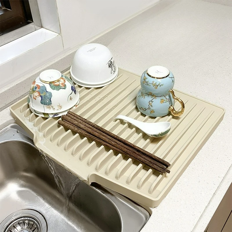 

Silicone Table Basin Drain Pad Pot Pad Daily Dining Kitchen Countertop Pad High Slope No Water Accumulation Heat Insulation Pad