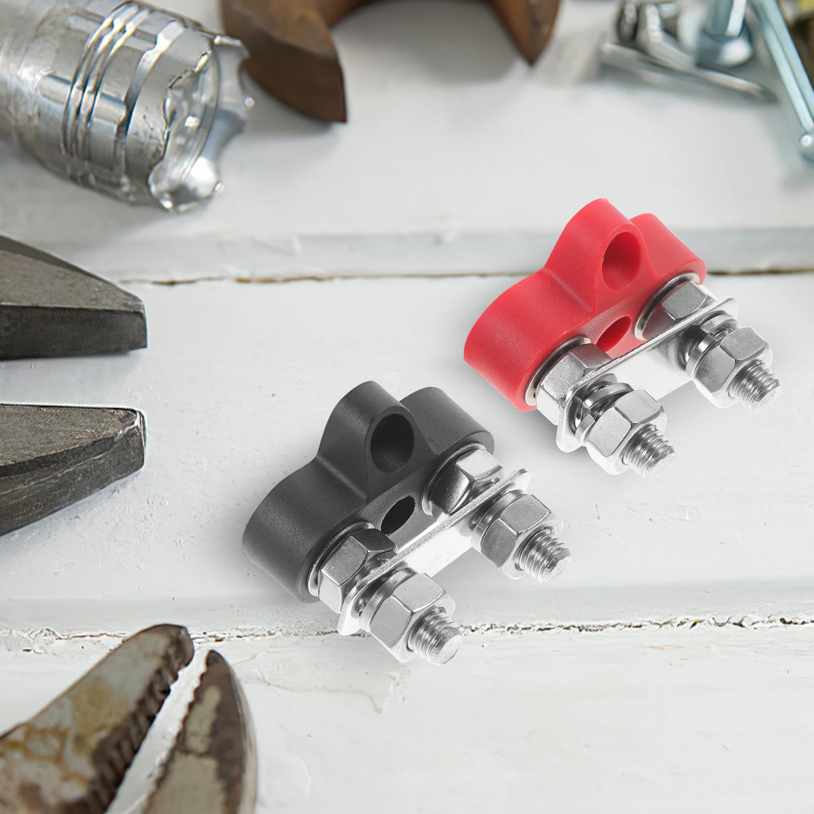 

2PCS M8 Marine RV Car Block Boat 48V Red Black Bus Terminal Block Bar Terminal Studs Studs Distribution Bar
