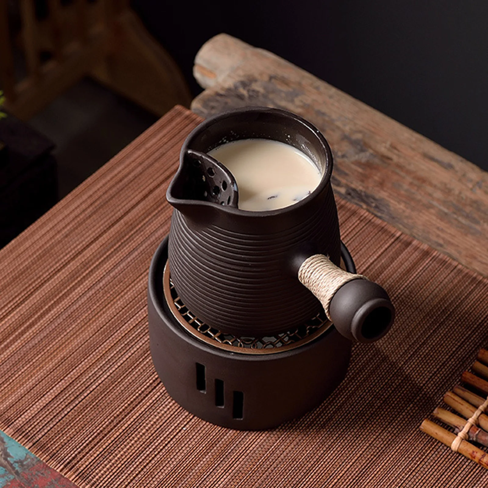 Chinese Ceramic Teapot with Side Handle Loose Leaf Tea Pot Milk Warmer Tea Maker for Kitchen Picnic Camping Outdoor Tea House