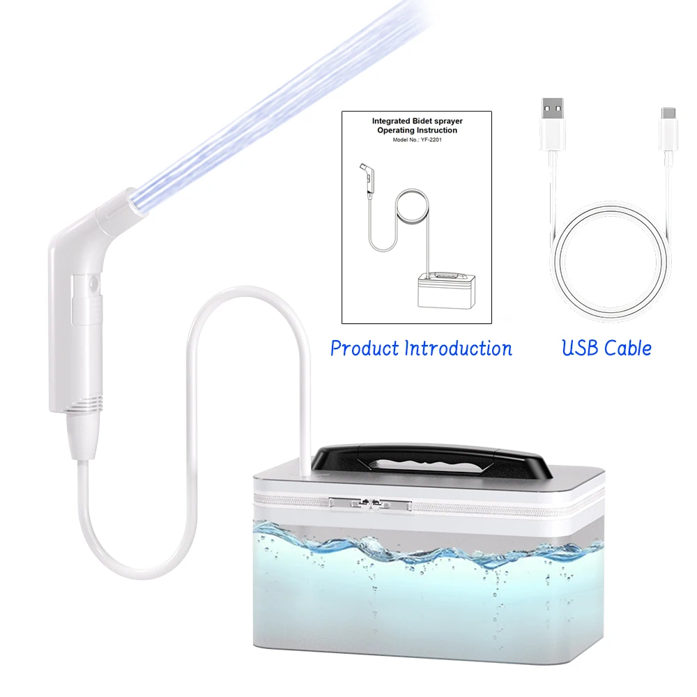 Wower Draagbare Elektrische Bidet voor Persoonlijke Hygiëne Reiniging 2.3L Shattaf Oplaadbare Reizen Camping Bidet Douche Sproeier