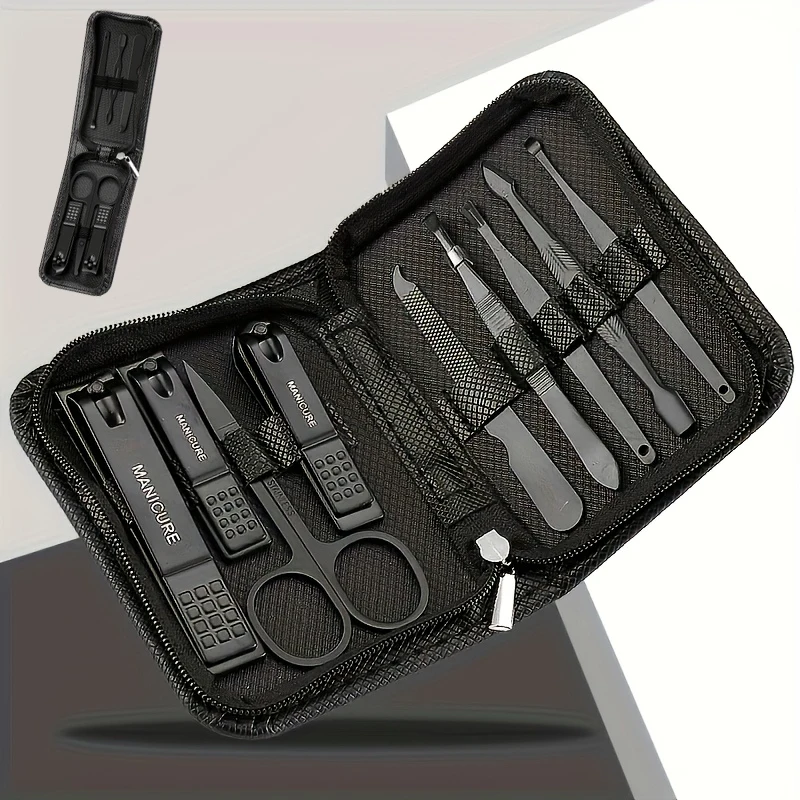 Ensemble de manucure en acier inoxydable, Kit de beauté Portable avec coupe-ongles, ciseaux, limes, outils idéaux pour coupe-ongles, 6/9 pièces