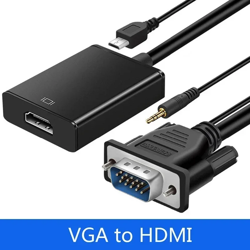 VGA to HDMI Cable Adapter VGA ชายไป HDMI หญิง Converter พร้อม Audio out 1080 P VGA HDMI Adapter สําหรับ PC แล็ปท็อป HDTV โปรเจคเตอร์