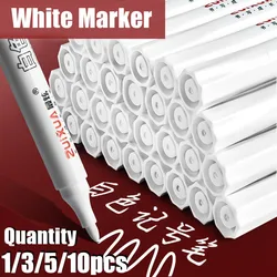 1/3/5/10pcs White Marker Pens set 2.0mm Oily Waterproof  Gel Pen  Graffiti Sketching Marker Stationery Writing  School supplies