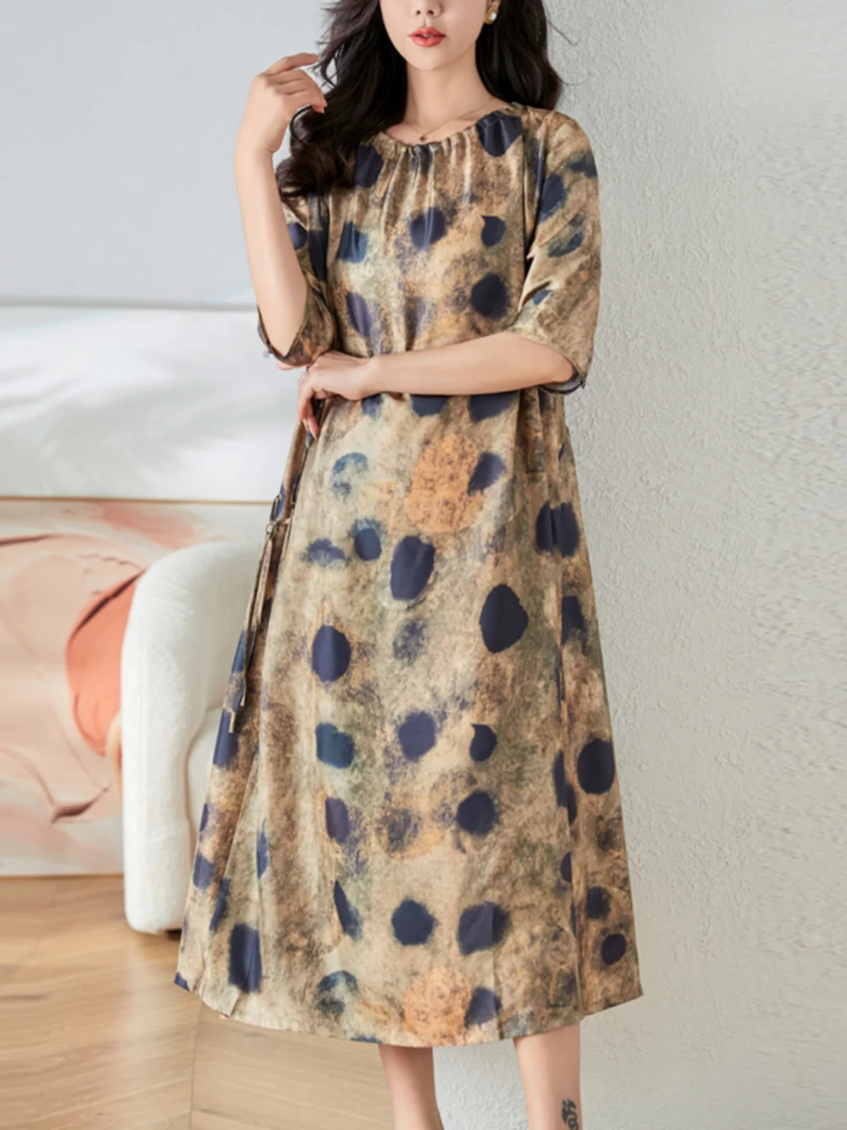 

High Quality Real Silk Dress 2024 New Women's Summer High-End Luxury Heavy Temperament Large Size Slimming