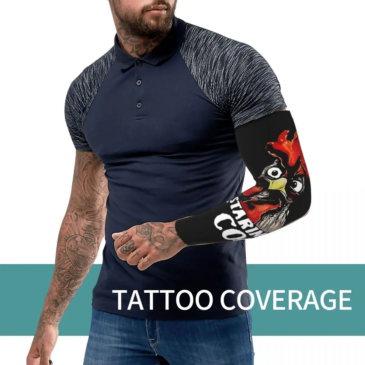 動物が私のペニスを見つめるのをやめる ギャングスター チキン アームスリーブ 男女兼用 日焼け止め タトゥーカバー スポーツ冷却 サイクリング