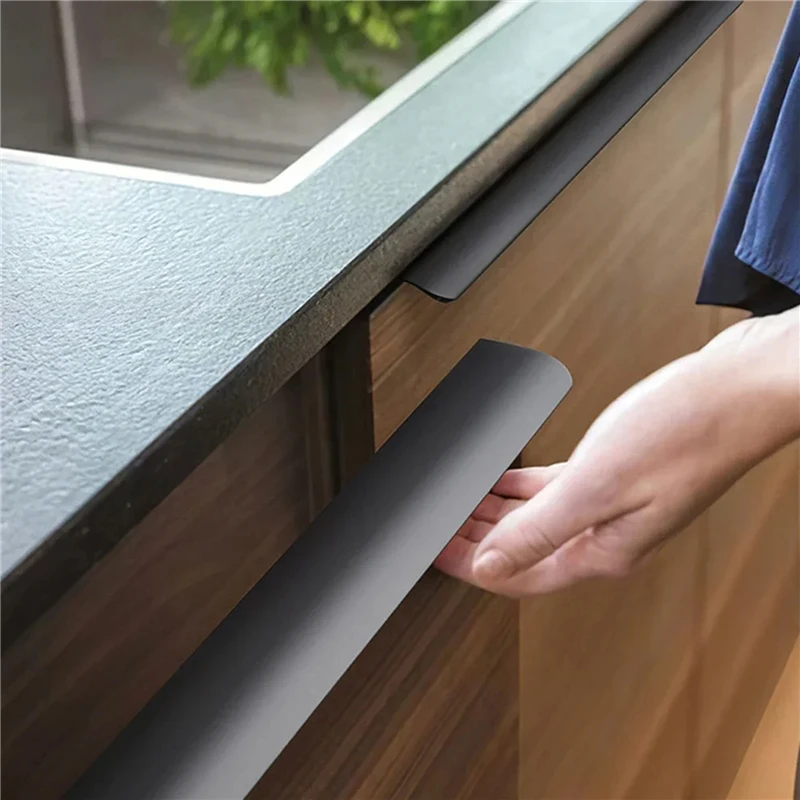 Fashion White Long Cabinet Invisible Handles Aluminum Alloy 80-150mm Hidden Cabinet Pulls Drawer Knobs Cupboard Door Hardware