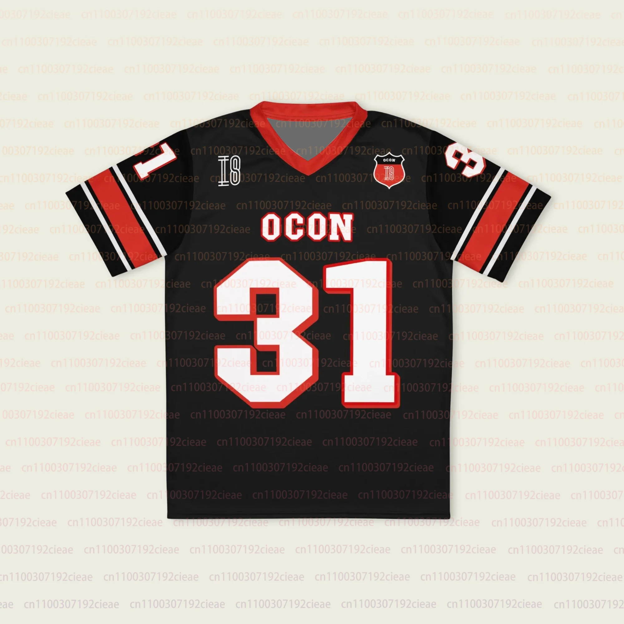 2025 جديد الصيف الرجال والنساء موضة الخامس الرقبة المحملة هاس الأحمر فضفاض تنفس التجفيف السريع ملابس رياضية فريق المنافسة جيرسي #1