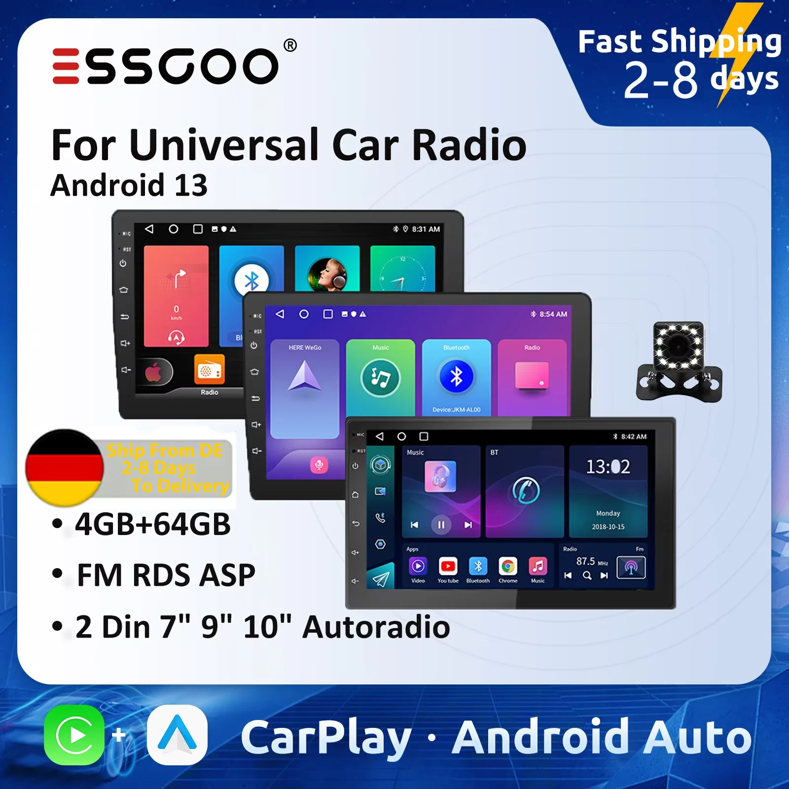 ESSGOO 2 Din Android 13 Car Radio Carplay 7 9 10 Inch Car Multimedia Video Player Stereo Radio GPS For Tesla Style Nissan