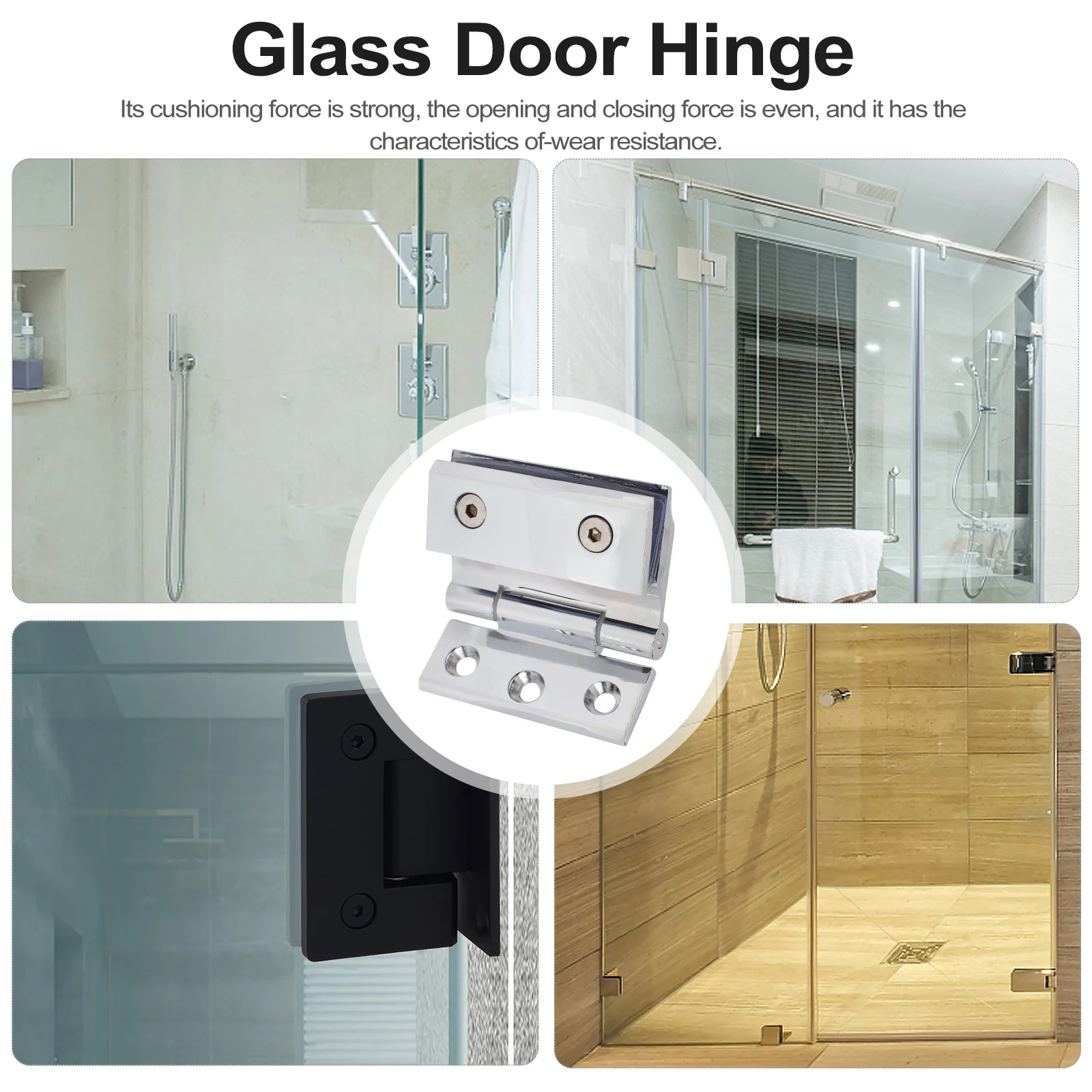 

1Set Zinc Alloy Bathroom Door Hinge Glass Door Clamp Hinge Quiet Flexible 90 Degree Rust Proof Shower Room Wine Cabinet Clamp