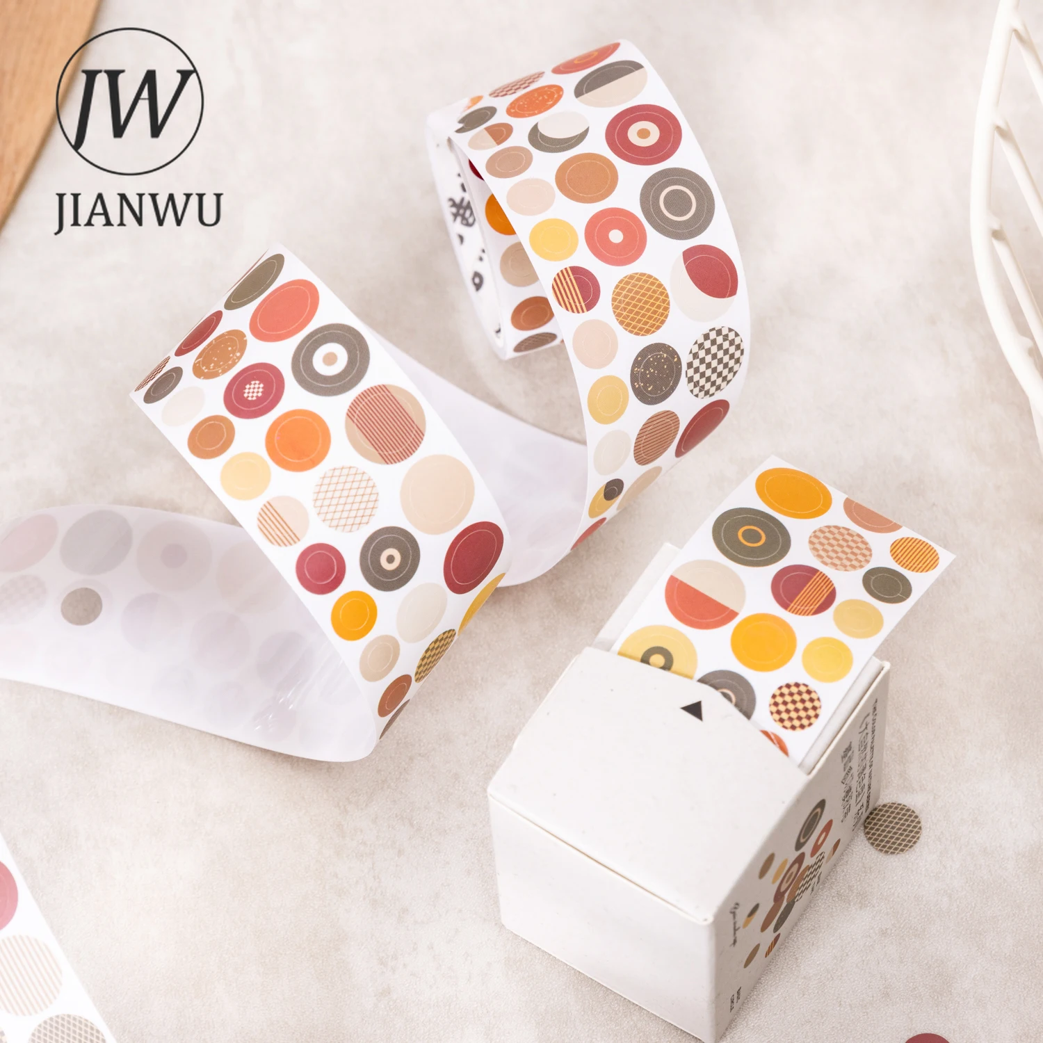 JIANWU 30mm*200cm Nature\'s Color Palette Series Basic Dots Material Collage Tape Creative DIY Journal Scrapbooking Stationery