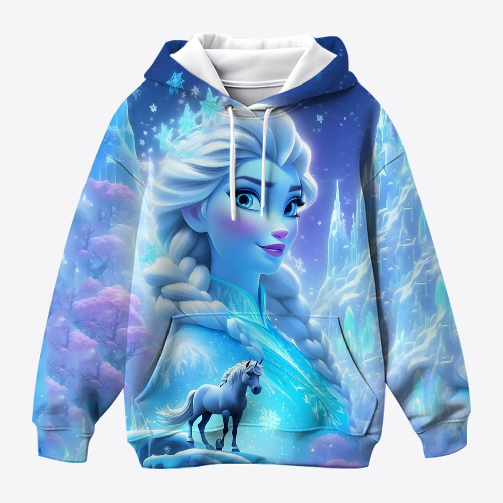 

Fashion Disney Princess Pattern Hoodie Autumn Trendy Long Sleeve Children's 3D Printed Hoodie Wide Matsubara Stay Hoodie