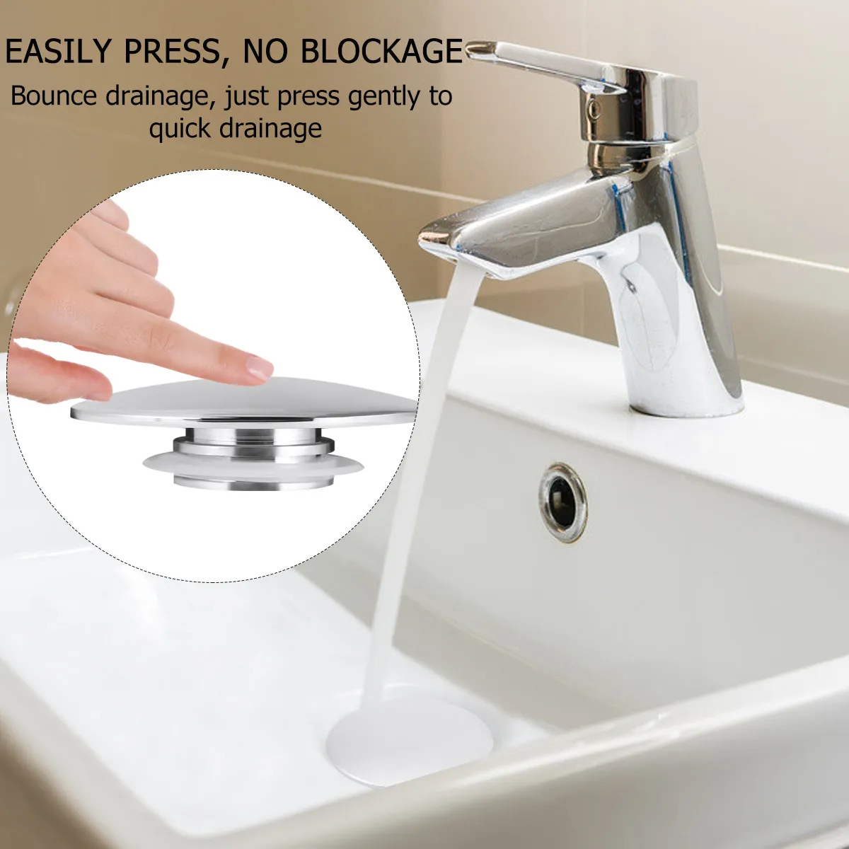 

Zinc Alloy Pop-Up Drain Cover Replacement for Tub Drain Plug Prevents Water Leakage Bathroom Kitchen Laundry Safe Easy Clean