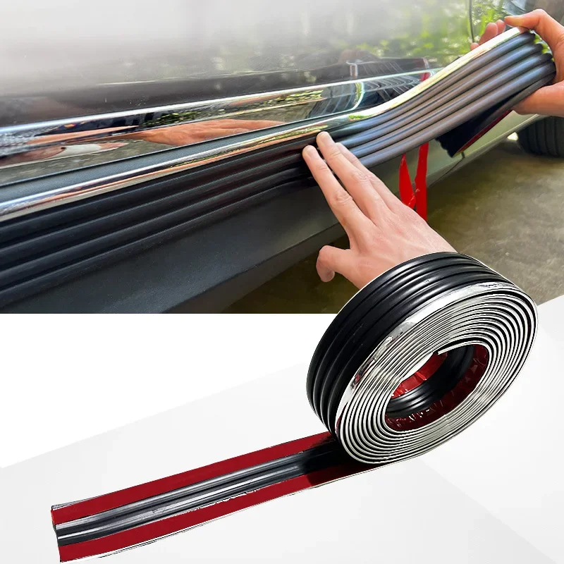 Universal Car Door Side Skirts Protector - Self-adhesive Anti-scratch Anti-collision Rubber Decorative Strip