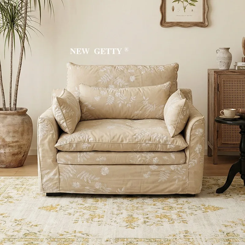 Cream wind embrace single leisure chair, ancient style and advanced sense in the living room, small forest fully dismantled and