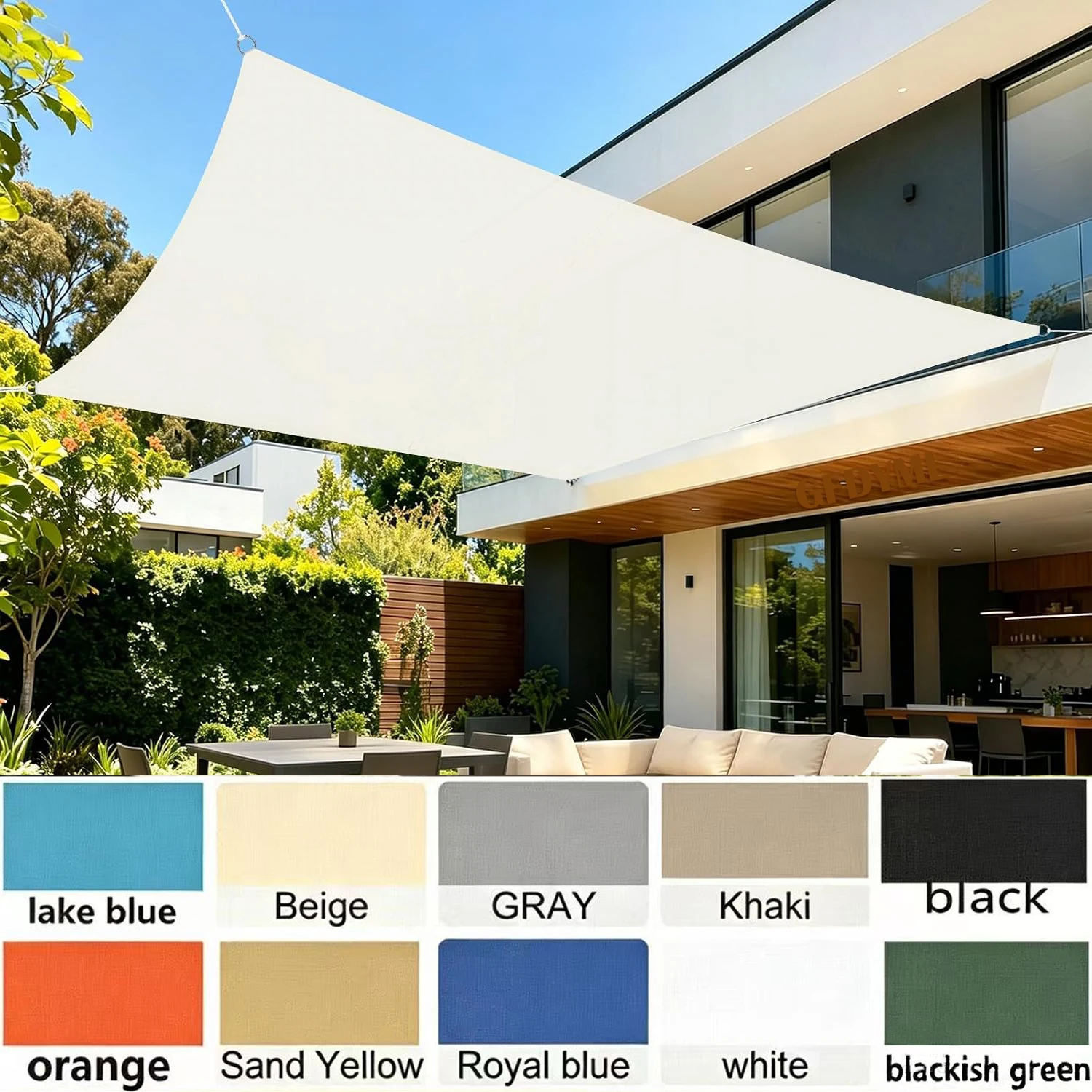 Sunshade Sail Made of Waterproof Polyester Fabric with UV Protection, Ideal for Patios, Gardens, Courtyards, and Backyards