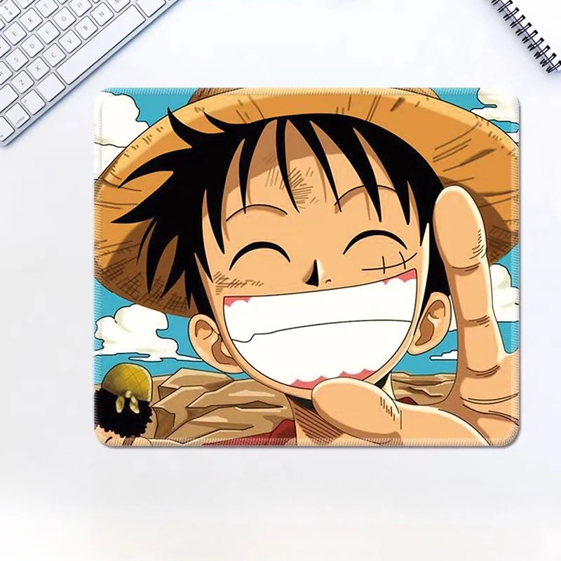 Boys Office Popular Anime Luffy Leather Non-Slip Mouse Pad Small Edge Lock ONE PIECE Office Computer Desk Pad Anime Peripherals