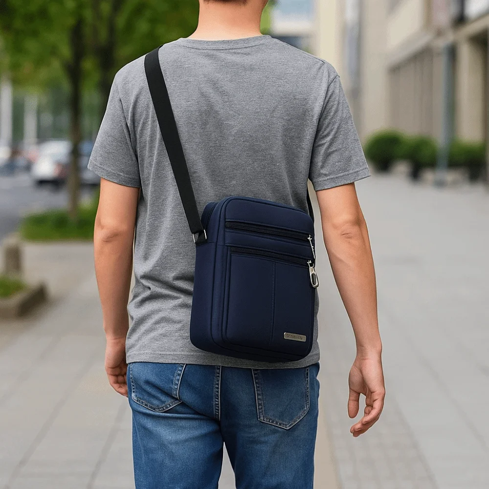 Oxford Cloth Men's Shoulder Bag Multi Layer Large Capacity Male Crossbody Bags Waterproof with Zipper Messenger Bag Business