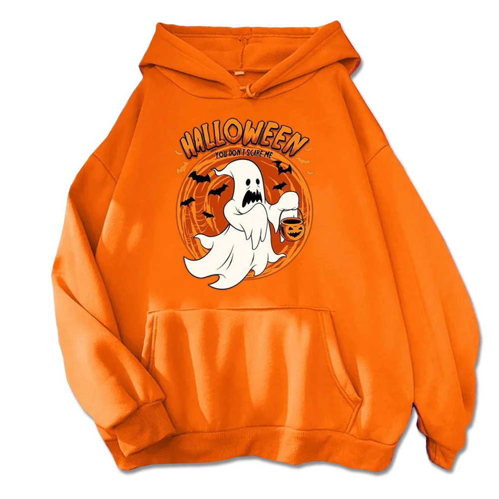 Spooky Fun Halloween Costume Hoodie Featuring A Flying Ghost & Bats Hoodies Unisex Autumn Streetwear Tops  Women Mens Sweatshirt