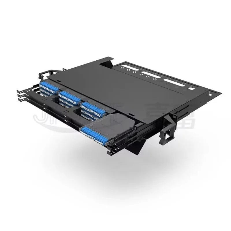 1U 144-core high-density MPO MTP modular fiber optic distribution frame 3-layer chassis black telecom FTTH