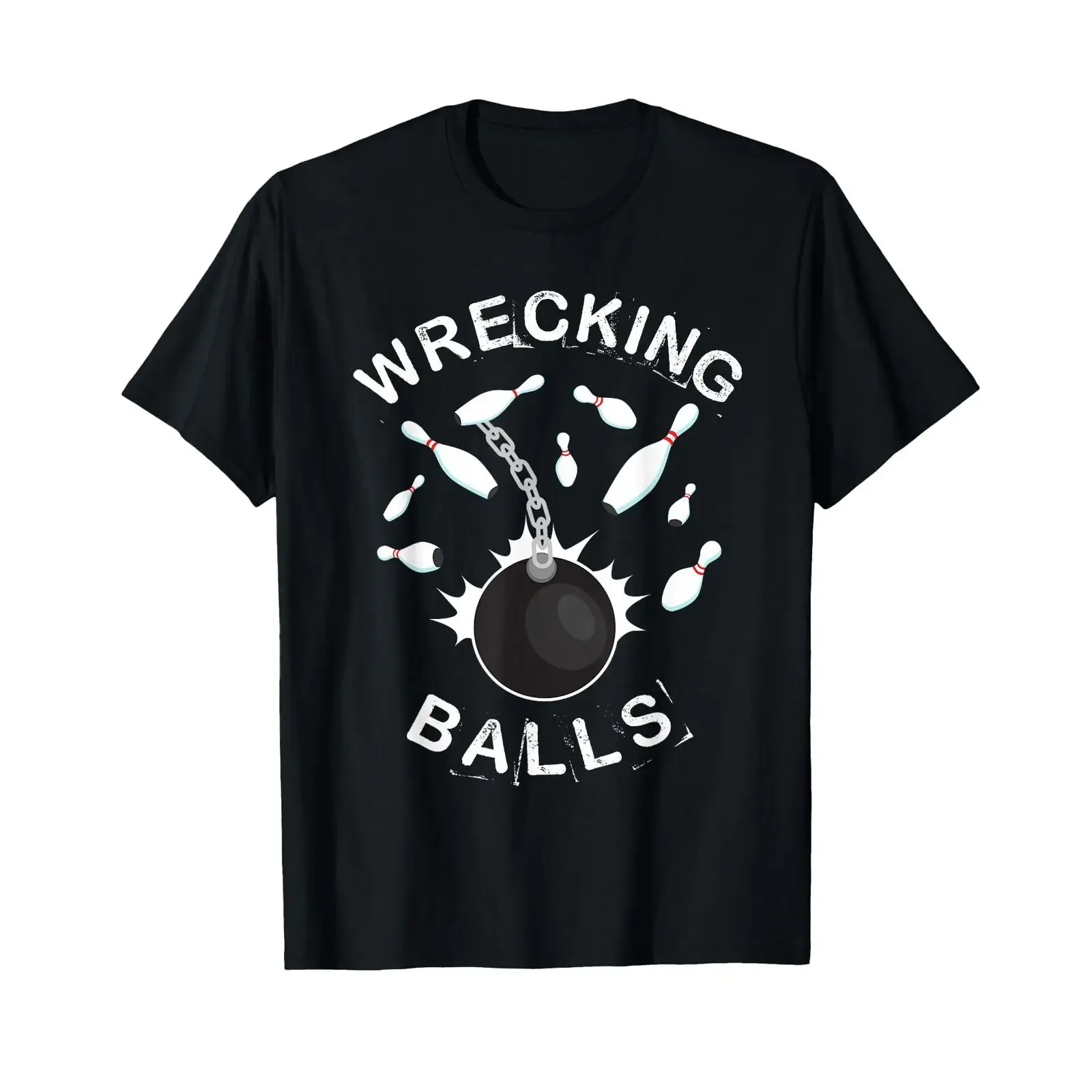 Funny Bowling T Shirt For Men or Women Wrecking Balls vintage Washed Slightly Comfortable Top For Everyday Wear homme Stretched