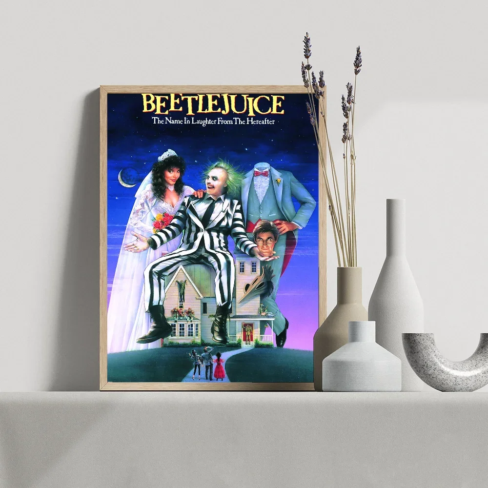 1PC Vintage Beetlejuice 2 Movie Poster Movie Sticky Posters Retro Kraft Paper Sticker Room Bar Cafe Aesthetic Art Wall Painting