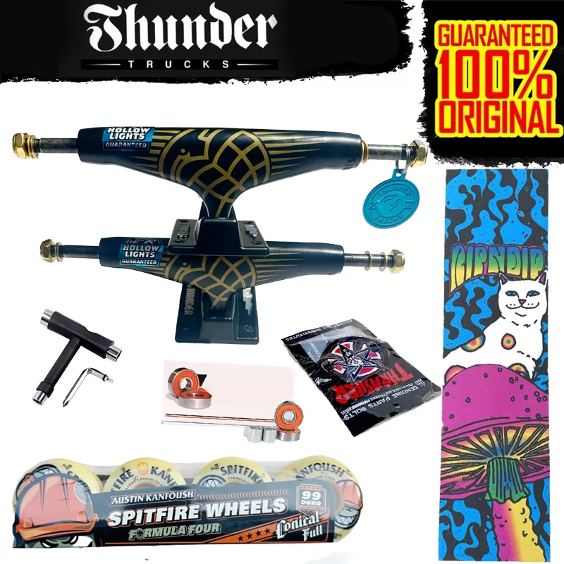 عجلة التزلج SPITFIRE شاحنات الرعد المزورة، نوعية جيدة، محامل فولاذية من الكروم الاحترافي، شريط قبضة، 5.25 بوصة